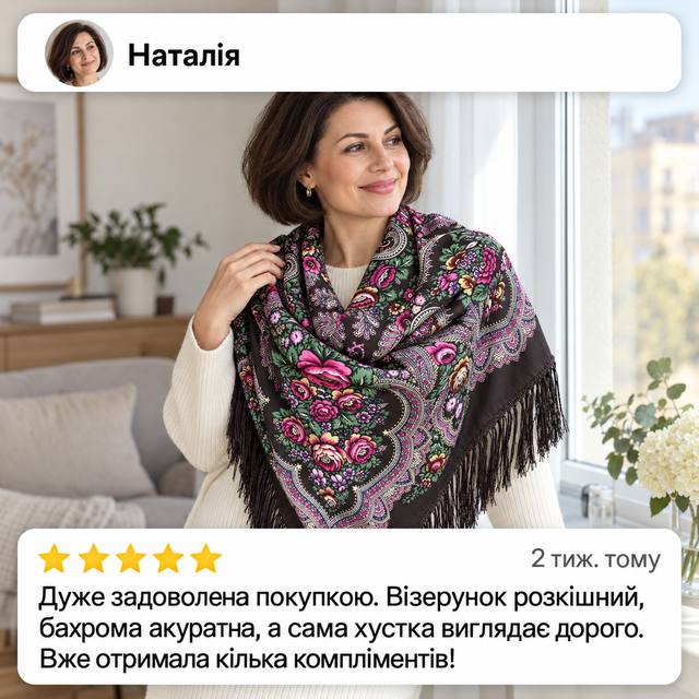 Відгук Наталія, коричнева хустка